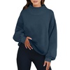 image:imageANRABESS Womens Oversized Sweatshirts Mock Neck Pullover  Cozy Fleece Long Sleeve Tops Casual Daily Wear Going Out amp Preppy Loose Fit 2026 Fall Winter Trendy OutfitsDark Navy Blue