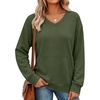 image:imageANRABESS Womens V Neck Long Sleeve Sweatshirts  Soft Comfy Fleece  Pullover Tops with Pockets Loose FitCasualampTrendy DailyampWorkampTravel OutfitsFall Winter ClothesArmy Green