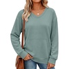 image:imageANRABESS Womens V Neck Long Sleeve Sweatshirts  Soft Comfy Fleece  Pullover Tops with Pockets Loose FitCasualampTrendy DailyampWorkampTravel OutfitsFall Winter ClothesMint Green