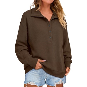 image:imageANRABESS Sweatshirt for Womens Waffle Knit Henley Pullover  Lightweight Soft Thermal Regular Fit Long Sleeve Half Button Topsfor Casual Daily amp PreppySpring amp Fall WeatherCoffee