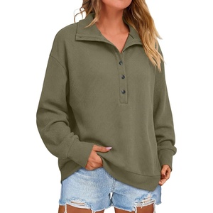 image:imageANRABESS Sweatshirt for Womens Waffle Knit Henley Pullover  Lightweight Soft Thermal Regular Fit Long Sleeve Half Button Topsfor Casual Daily amp PreppySpring amp Fall WeatherArmy Green