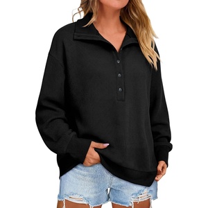 image:imageANRABESS Sweatshirt for Womens Waffle Knit Henley Pullover  Lightweight Soft Thermal Regular Fit Long Sleeve Half Button Topsfor Casual Daily amp PreppySpring amp Fall WeatherBlack