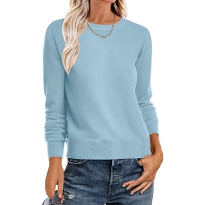 image:imageANRABESS Womens Crewneck Long Sleeve Knit Sweater  Soft Lightweight Loose Fit Basic Pullover TopsCasual OfficeLayering Daily WearFall Winter OutfitsLight Blue