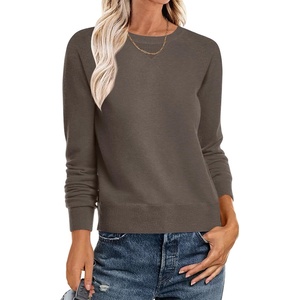 image:imageANRABESS Womens Crewneck Long Sleeve Knit Sweater  Soft Lightweight Loose Fit Basic Pullover TopsCasual OfficeLayering Daily WearFall Winter OutfitsNutmeg