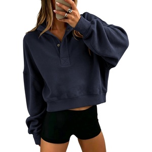 image:imageANRABESS Womens Oversized Long Sleeve Cropped Sweatshirts  Button Henley Neck Sweat Shirts Soft Comfy Pullover Tops Relaxed Fit Casual Daily Wear Fall Winter Fashion ClothingNavy Blue