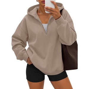 image:imageANRABESS Womens Oversized Quarter Zip Hoodies  Comfy FLeece Long Sleeve Sweatshirts Casual Loose Fit Fall Fashion Clothes DailyWorkout amp TravelBrown Khaki