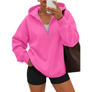 image:imageANRABESS Womens Oversized Quarter Zip Hoodies  Comfy FLeece Long Sleeve Sweatshirts Casual Loose Fit Fall Fashion Clothes DailyWorkout amp TravelHot Pink