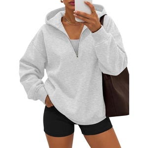 image:imageANRABESS Womens Oversized Quarter Zip Hoodies  Comfy FLeece Long Sleeve Sweatshirts Casual Loose Fit Fall Fashion Clothes DailyWorkout amp TravelLight Grey