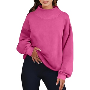 image:imageANRABESS Womens Oversized Sweatshirts Mock Neck Pullover  Cozy Fleece Long Sleeve Tops Casual Daily Wear Going Out amp Preppy Loose Fit 2026 Fall Winter Trendy OutfitsHot Pink