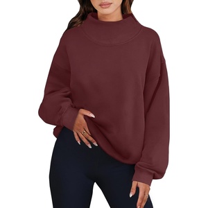 image:imageANRABESS Womens Oversized Sweatshirts Mock Neck Pullover  Cozy Fleece Long Sleeve Tops Casual Daily Wear Going Out amp Preppy Loose Fit 2026 Fall Winter Trendy OutfitsWine Red