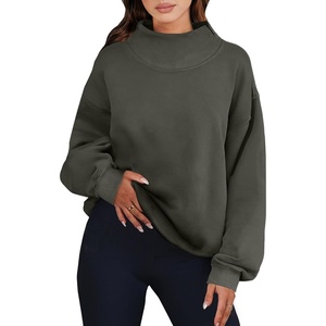 image:imageANRABESS Womens Oversized Sweatshirts Mock Neck Pullover  Cozy Fleece Long Sleeve Tops Casual Daily Wear Going Out amp Preppy Loose Fit 2026 Fall Winter Trendy OutfitsArmygreen