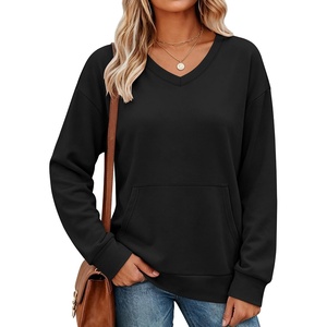 image:imageANRABESS Womens V Neck Long Sleeve Sweatshirts  Soft Comfy Fleece  Pullover Tops with Pockets Loose FitCasualampTrendy DailyampWorkampTravel OutfitsFall Winter ClothesBlack