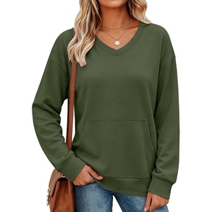 image:imageANRABESS Womens V Neck Long Sleeve Sweatshirts  Soft Comfy Fleece  Pullover Tops with Pockets Loose FitCasualampTrendy DailyampWorkampTravel OutfitsFall Winter ClothesArmy Green