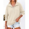 image:imageANRABESS Sweatshirt for Womens Waffle Knit Henley Pullover  Lightweight Soft Thermal Regular Fit Long Sleeve Half Button Topsfor Casual Daily amp Preppy Spring amp Fall WeatherBeige