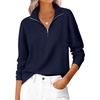 image:imageANRABESS Women Quarter Zip Long Sleeve Fall Pullover Sweater  Soft Knit Fabric Medium Stretch Business Casual Work Office Travel Vacation 2026 Trendy Fashion Winter Cozy OutfitsNavy Blue
