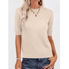 image:imageANRABESS Women Short Sleeve Crewneck Lightweight Summer Sweaters  Wool Blend Soft knit Tops Half Sleeve Shirts Work Business Casual Outfits Fall Spring PulloverParchment