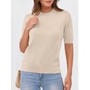 image:imageANRABESS Women Short Sleeve Crewneck Lightweight Summer Sweaters  Wool Blend Soft knit Tops Half Sleeve Shirts Work Business Casual Outfits Fall Spring PulloverParchment