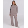 image:imageANRABESS Womens 2 Piece Outfits Turtleneck Matching Lounge Set Sweater Top Wide Leg Pants Fall Cozy Knit Sweatsuit LoungewearKhaki