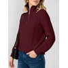 image:imageANRABESS Womens Cable Knit Quarter Zip Loose Fit Fall Sweaters  Long Sleeve V Neck Collared Pullover Soft Ribbed Tops Travel Work School Outfits Old Money Clothes 2026 Winter LayeringDark Red