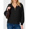 image:imageANRABESS Womens Cable Knit Quarter Zip Loose Fit Fall Sweaters  Long Sleeve V Neck Collared Pullover Soft Ribbed Tops Travel Work School Outfits Old Money Clothes 2026 Winter LayeringBlack