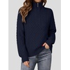 image:imageANRABESS Womens Cable Knit Quarter Zip Loose Fit Fall Sweaters  Long Sleeve V Neck Collared Pullover Soft Ribbed Tops Travel Work School Outfits Old Money Clothes 2026 Winter LayeringNavy Blue