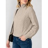 image:imageANRABESS Womens Cable Knit Quarter Zip Loose Fit Fall Sweaters  Long Sleeve V Neck Collared Pullover Soft Ribbed Tops Travel Work School Outfits Old Money Clothes 2026 Winter LayeringAlmond