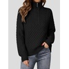 image:imageANRABESS Womens Cable Knit Quarter Zip Loose Fit Fall Sweaters  Long Sleeve V Neck Collared Pullover Soft Ribbed Tops Travel Work School Outfits Old Money Clothes 2026 Winter LayeringBlack