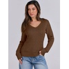 image:imageANRABESS Womens Cable Knit V Neck Fitted Sweaters  Long Sleeve Pullover Top Soft Cozy Business Casual Work amp Basic Daily Wear Fall Spring Outfits Winter Layer ClothingCoffee