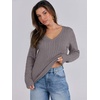 image:imageANRABESS Womens Cable Knit V Neck Fitted Sweaters  Long Sleeve Pullover Top Soft Cozy Business Casual Work amp Basic Daily Wear Fall Spring Outfits Winter Layer ClothingGray Purple