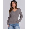 image:imageANRABESS Womens Cable Knit V Neck Fitted Sweaters  Long Sleeve Pullover Top Soft Cozy Business Casual Work amp Basic Daily Wear Fall Spring Outfits Winter Layer ClothingGray Purple