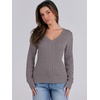 image:imageANRABESS Womens Cable Knit V Neck Fitted Sweaters  Long Sleeve Pullover Top Soft Cozy Business Casual Work amp Basic Daily Wear Fall Spring Outfits Winter Layer ClothingGray Purple