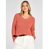 image:imageANRABESS Womens Fall v Neck Knit Sweater  Cozy Soft Spilt Hem Pullover Long Sleeve Loose Fit Tops Basic Business Casual Work Layering Trendy Winter OutfitsOrange