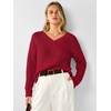 image:imageANRABESS Womens Fall v Neck Knit Sweater  Cozy Soft Spilt Hem Pullover Long Sleeve Loose Fit Tops Basic Business Casual Work Layering Trendy Winter OutfitsRed
