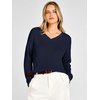 image:imageANRABESS Womens Fall v Neck Knit Sweater  Cozy Soft Spilt Hem Pullover Long Sleeve Loose Fit Tops Basic Business Casual Work Layering Trendy Winter OutfitsNavy Blue