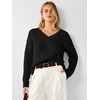 image:imageANRABESS Womens Fall v Neck Knit Sweater  Cozy Soft Spilt Hem Pullover Long Sleeve Loose Fit Tops Basic Business Casual Work Layering Trendy Winter OutfitsBlack