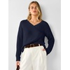 image:imageANRABESS Womens Fall v Neck Knit Sweater  Cozy Soft Spilt Hem Pullover Long Sleeve Loose Fit Tops Basic Business Casual Work Layering Trendy Winter OutfitsNavy Blue