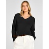 image:imageANRABESS Womens Fall v Neck Knit Sweater  Cozy Soft Spilt Hem Pullover Long Sleeve Loose Fit Tops Basic Business Casual Work Layering Trendy Winter OutfitsBlack