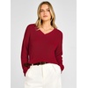 image:imageANRABESS Womens Fall v Neck Knit Sweater  Cozy Soft Spilt Hem Pullover Long Sleeve Loose Fit Tops Basic Business Casual Work Layering Trendy Winter OutfitsRed