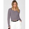 image:imageANRABESS Womens Long Sleeve Cable Knit Cropped Sweater  V Neck Slim Fit Pullover Tops Soft Cozy Comfort Warm Business Casual Outfits Work OfficeampBasic Wear Fall Winter ClothingNutmeg
