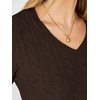 image:imageANRABESS Womens Long Sleeve Cable Knit Cropped Sweater  V Neck Slim Fit Pullover Tops Soft Cozy Comfort Warm Business Casual Outfits Work OfficeampBasic Wear Fall Winter ClothingCoffee