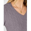 image:imageANRABESS Womens Long Sleeve Cable Knit Cropped Sweater  V Neck Slim Fit Pullover Tops Soft Cozy Comfort Warm Business Casual Outfits Work OfficeampBasic Wear Fall Winter ClothingNutmeg