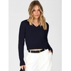 image:imageANRABESS Womens Long Sleeve Cable Knit Cropped Sweater  V Neck Slim Fit Pullover Tops Soft Cozy Comfort Warm Business Casual Outfits Work OfficeampBasic Wear Fall Winter ClothingNavy Blue