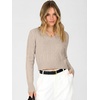 image:imageANRABESS Womens Long Sleeve Cable Knit Cropped Sweater  V Neck Slim Fit Pullover Tops Soft Cozy Comfort Warm Business Casual Outfits Work OfficeampBasic Wear Fall Winter ClothingAlmond