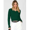 image:imageANRABESS Womens Long Sleeve Cable Knit Cropped Sweater  V Neck Slim Fit Pullover Tops Soft Cozy Comfort Warm Business Casual Outfits Work OfficeampBasic Wear Fall Winter ClothingForest Green