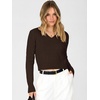 image:imageANRABESS Womens Long Sleeve Cable Knit Cropped Sweater  V Neck Slim Fit Pullover Tops Soft Cozy Comfort Warm Business Casual Outfits Work OfficeampBasic Wear Fall Winter ClothingCoffee