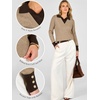 image:imageANRABESS Womens Long Sleeve Polo Lightweight Pullover Sweaters  Color Block 2 in 1 V Neck Soft Knit Button Cuffs Sweater Tops Business Casual Work Office Clothes Daily Wear Fall OutfitsTan