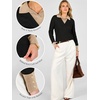 image:imageANRABESS Womens Long Sleeve Polo Lightweight Pullover Sweaters  Color Block 2 in 1 V Neck Soft Knit Button Cuffs Sweater Tops Business Casual Work Office Clothes Daily Wear Fall OutfitsBlack