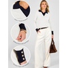 image:imageANRABESS Womens Long Sleeve Polo Lightweight Pullover Sweaters  Color Block 2 in 1 V Neck Soft Knit Button Cuffs Sweater Tops Business Casual Work Office Clothes Daily Wear Fall OutfitsWhite