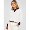image:imageANRABESS Womens Long Sleeve Polo Lightweight Pullover Sweaters  Color Block 2 in 1 V Neck Soft Knit Button Cuffs Sweater Tops Business Casual Work Office Clothes Daily Wear Fall OutfitsWhite