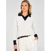 image:imageANRABESS Womens Long Sleeve Polo Lightweight Pullover Sweaters  Color Block 2 in 1 V Neck Soft Knit Button Cuffs Sweater Tops Business Casual Work Office Clothes Daily Wear Fall OutfitsWhite